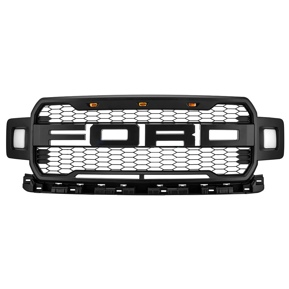 Black ABS Grille For 2018-2019 Ford F150 Grill LED Light